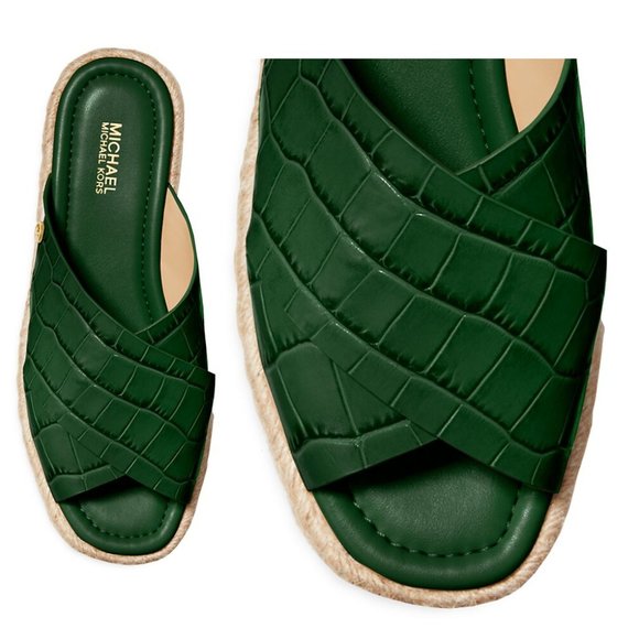 MICHAEL Michael Kors Shoes - MICHAEL Kors Linden Croc-Embossed Flat Sandals